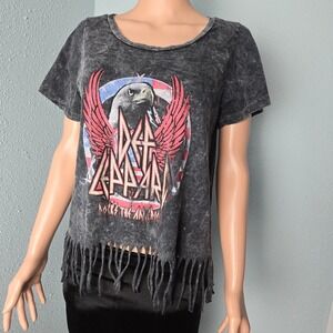 Def Leppard Fringe Graphic‎ Tee 2017 Mineral Wash - XXL (Fits Small/XS) Rock Tee